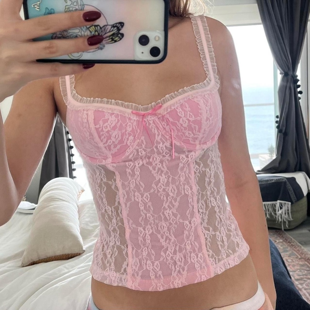 Rare Victoria’s Secret Bustier Lace Light Pink top, worn by Sydney Carlson